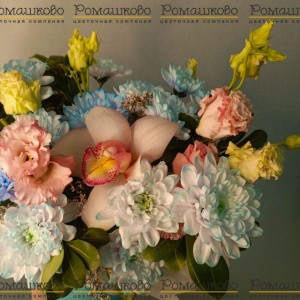 Превью Шляпная коробка с цветами «Бирюзовый закат»